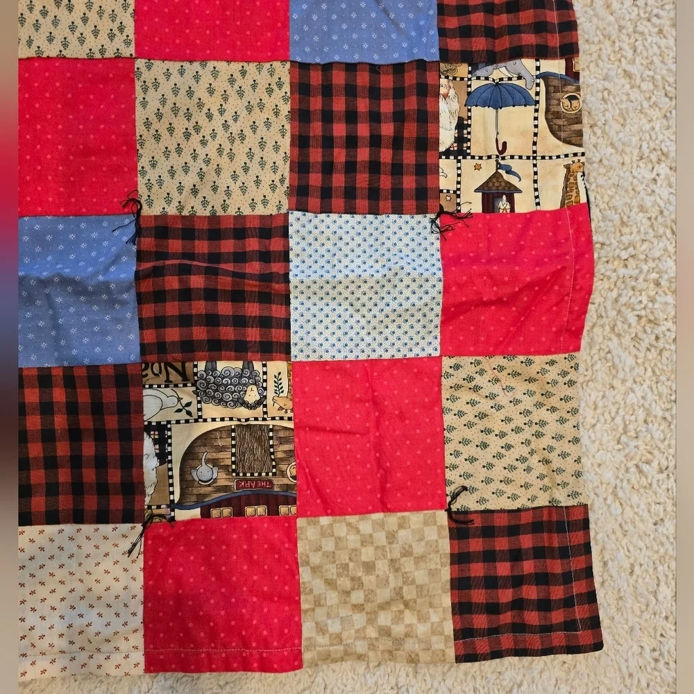 Noah's Ark Child's Quilt Lightweight Handmade EUC